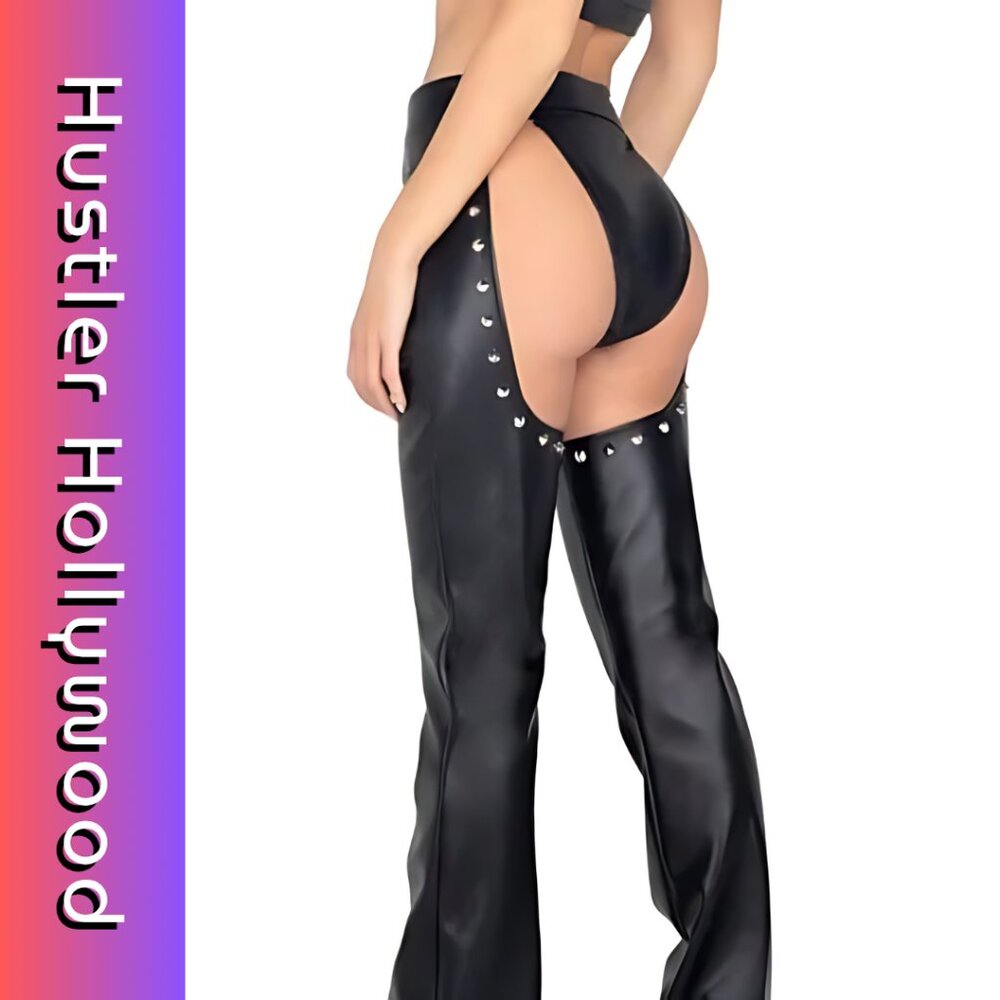 Hustler Hollywood Black Vegan Leather Sexy Chaps